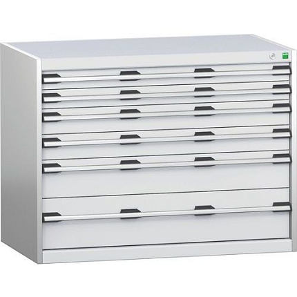 Dílenská zásuvková skříň Bott Cubio 200, 80 x 105 x 65 cm, 6 zásuvek, šedá-šedá