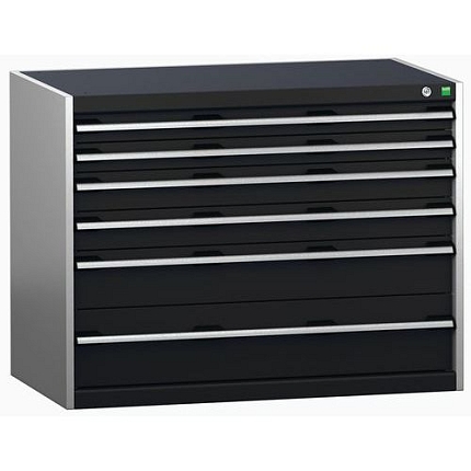 Dílenská zásuvková skříň Bott Cubio 200, 80 x 105 x 65 cm, 6 zásuvek, šedá-antracit