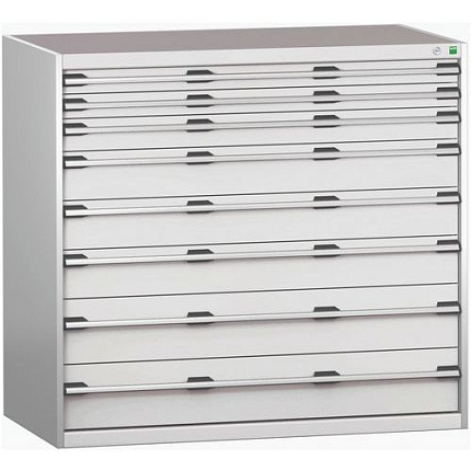 Dílenská zásuvková skříň Bott Cubio 200, 120 x 130 x 75 cm, 8 zásuvek, šedá-šedá