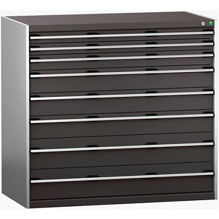 Dílenská zásuvková skříň Bott Cubio 200, 120 x 130 x 75 cm, 8 zásuvek, šedá-antracit