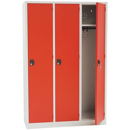 Svařované šatní skříně Manutan Expert, 3 oddíly, cylindrický zámek