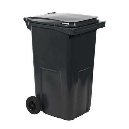 Plastová venkovní popelnice na tříděný odpad, objem 240 l, černá/černá