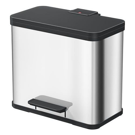 Kovový odpadkový koš Hailo Duo na tříděný odpad, objem 17 + 9 l, nerezový