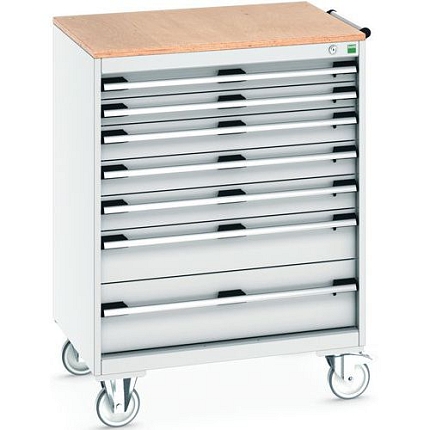 Mobilní zásuvková skříň Bott Cubio, 109 x 80 x 65 cm, 7 zásuvek, multiplex, šedá-šedá