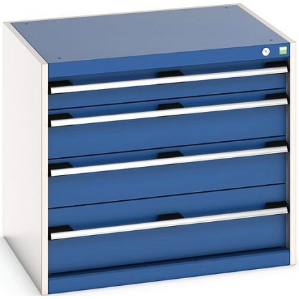 Dílenská zásuvková skříň Bott Cubio, 70 x 80 x 65 cm, 4 zásuvky, šedá-modrá