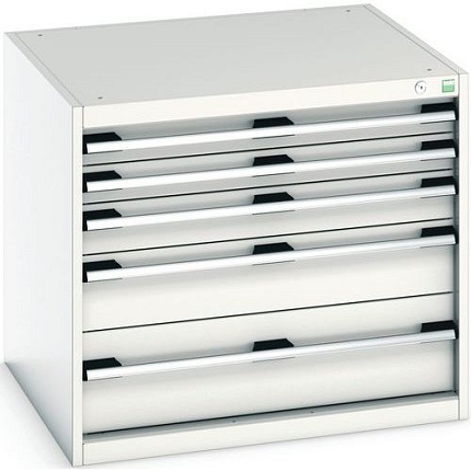 Dílenská zásuvková skříň Bott Cubio, 70 x 80 x 75 cm, 5 zásuvek, šedá-šedá