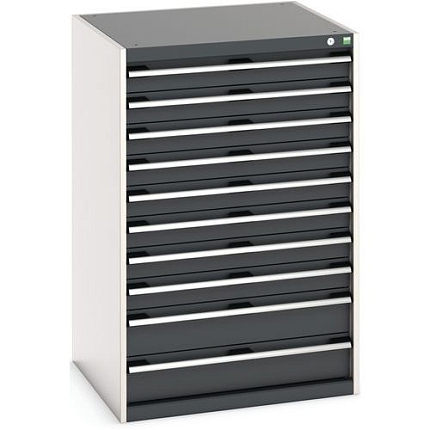 Dílenská zásuvková skříň Bott Cubio, 120 x 80 x 75 cm, 10 zásuvek, šedá-antracit