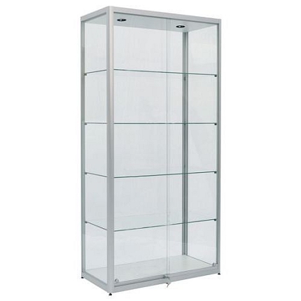 Skleněná produktová vitrína Deka s osvětlením, 100 x 50 x 200 cm
