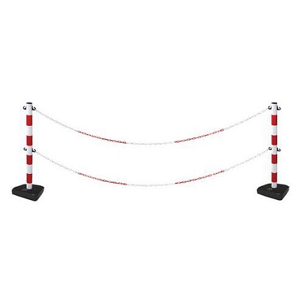 Plastové zahrazovací sloupky Manutan Expert s řetězem, výška 90 cm, 2 ks