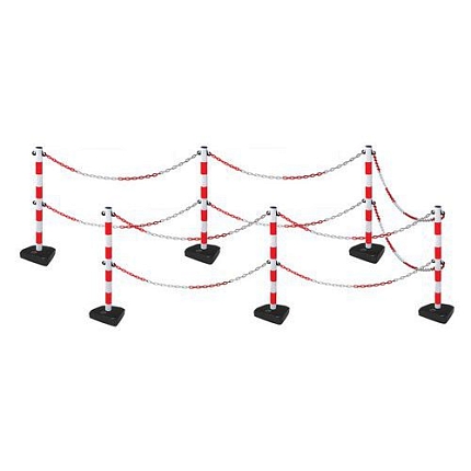 Plastové zahrazovací sloupky Manutan Expert s řetězem, 90 cm, 6 ks