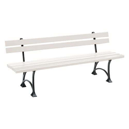 Parková lavička Global s opěradlem, bílá