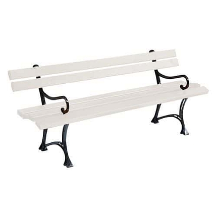 Parková lavička Beauty s opěradlem a područkami, bílá