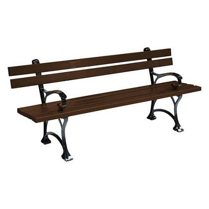 Parková lavička Ornamental s opěradlem a područkami, palisandr