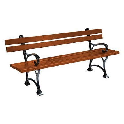 Parková lavička Ornamental s opěradlem a područkami, teak