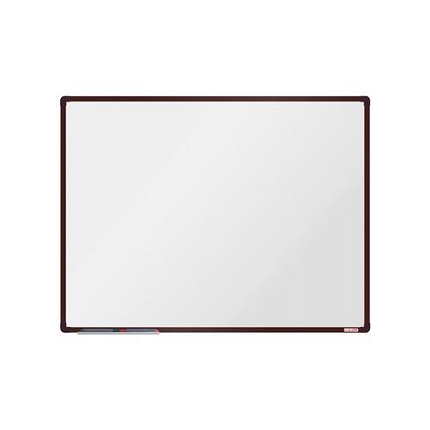 Bílá magnetická tabule boardOK, 120 x 90 cm, hnědá