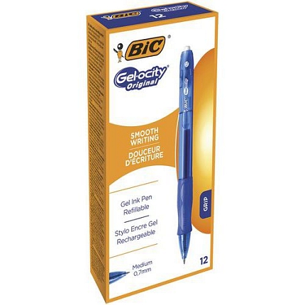Kuličkové pero Bic Gel-ocity, 12 ks, modré