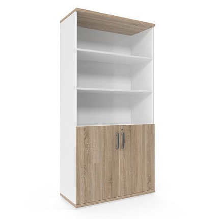 Vysoká skříň Viva, 179 x 90 x 42 cm, s nikou a dvířky, dub sonoma/bílá