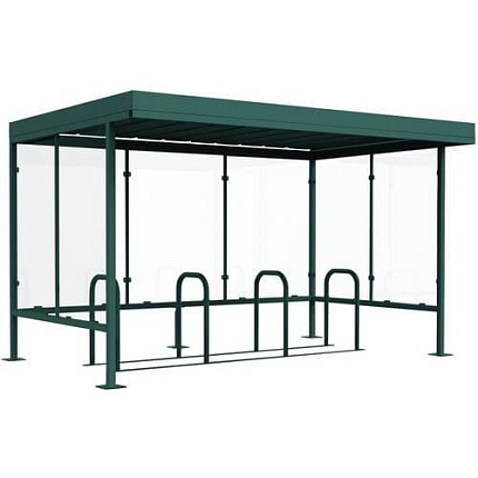 Prosklený přístřešek Manutan Expert Beaulieau na kola, délka 5 m, zelený