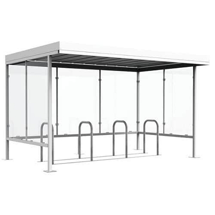 Prosklený přístřešek Manutan Expert Beaulieau na kola, délka 5 m, bílý