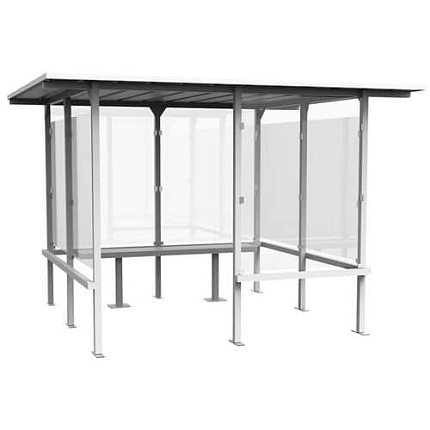 Prosklený přístřešek Manutan Expert Beaufortain s lavičkou, délka 4,05 m, bílý
