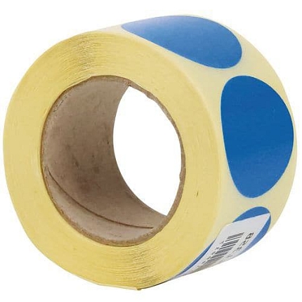 Samolepicí značkovací kolečka Manutan Expert, modrá, průměr 35 mm, 500 ks na roli