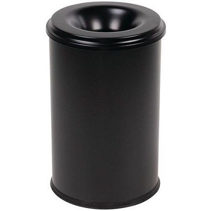 Kovový samozhášecí odpadkový koš Manutan Expert Safe, objem 30 l, černý