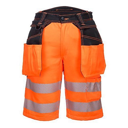 Reflexní kraťasy PW3 Hi-Vis Holster, oranžová/černá, vel. 36