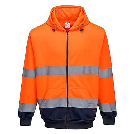 Reflexní mikina Elfi Hi-Vis na zip, oranžová/modrá, vel. L