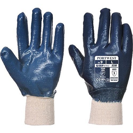 Rukavice nitrilová s nápletem, modrá, vel. L