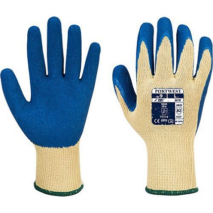 Rukavice latex Grip, modrá/žlutá