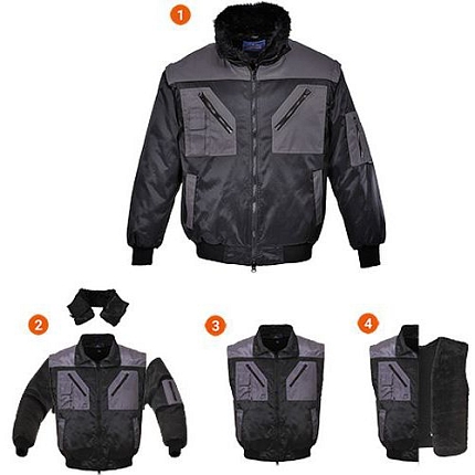 Dvoubarevná bunda Pilot, černá/šedá, vel. M