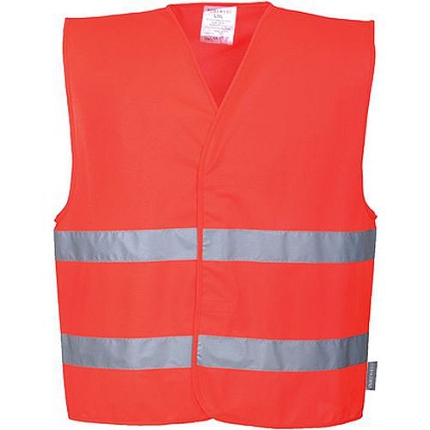 Reflexní vesta Two Band Hi-Vis, červená, vel. XXL - 3XL