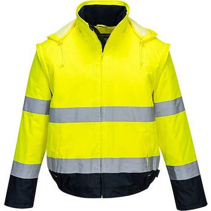 Reflexní nepromokavá bunda Essential Hi-Vis 2v1, žlutá/modrá, vel. S