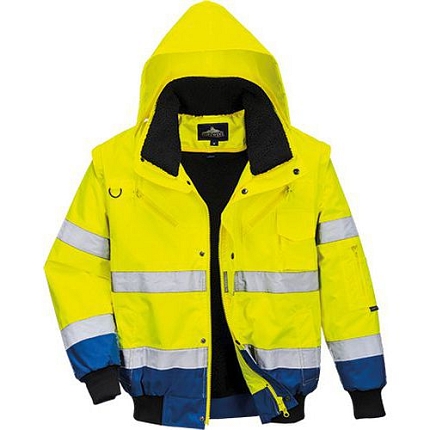Reflexní nepromokavá bunda Bomber Contrast Hi-Vis, žlutá/modrá