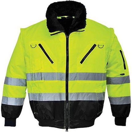 Reflexní nepromokavá bunda Hi-Vis 3v1, žlutá/černá, vel. S