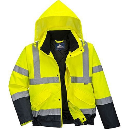 Reflexní nepromokavá bunda bomber Hi-Vis, žlutá/modrá, vel. XS