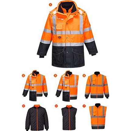 Reflexní nepromokavá bunda Contrast Traffic 7v1 Hi-Vis, oranžová/modrá, vel. L