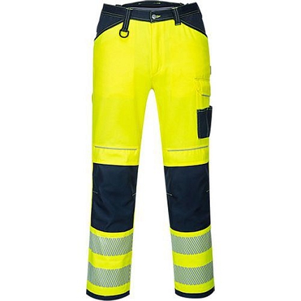 Pracovní kalhoty PW3 Hi-Vis, modrá/žlutá, zkrácené, vel. 48