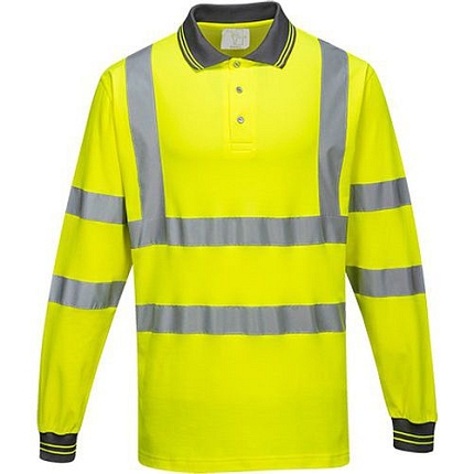 Reflexní polokošile s dlouhým rukávem Cotton Comfort Plus Hi-Vis, žlutá, vel. S