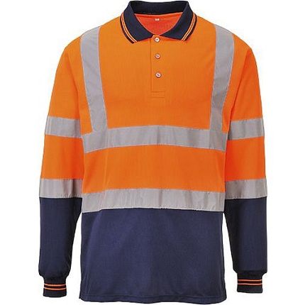 Reflexní polokošile s dlouhým rukávem Plus Hi-Vis, oranžová/modrá, vel. S
