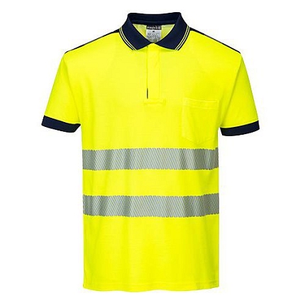 Reflexní polokošile s krátkým rukávem PW3 Hi-Vis, žlutá/modrá, vel. S