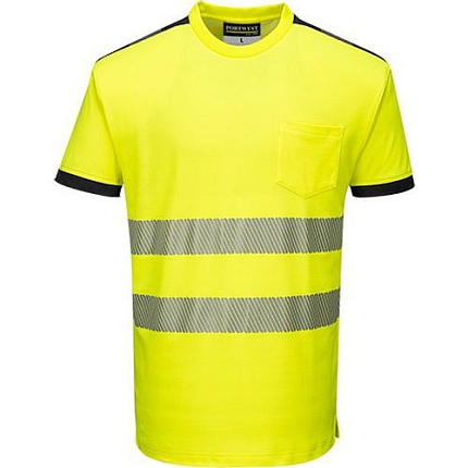 Reflexní tričko s krátkým rukávem PW3 Hi-Vis, žluté/černé, vel. S