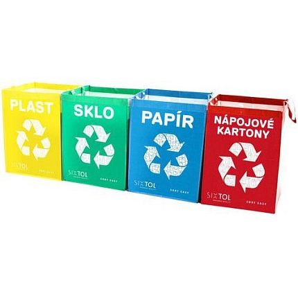 Tašky na tříděný odpad SORT EASY 4 CARTON, 30x30x40cm, 4x36l, 4ks SIXTOL
