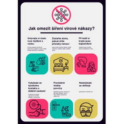 Poster - Plakát k omezení šíření virové nákazy, samolepka, 297 x 210 x 0,1 mm, A4