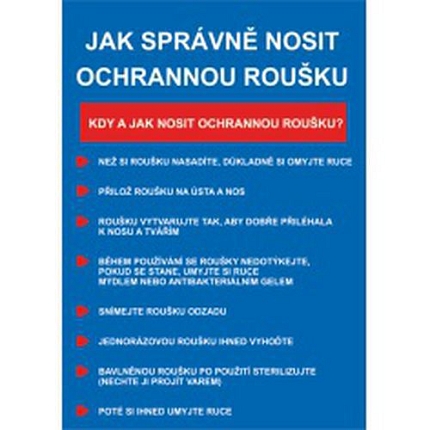Jak správně nosit roušku, samolepka, 420 x 297 x 0,1 mm, A3