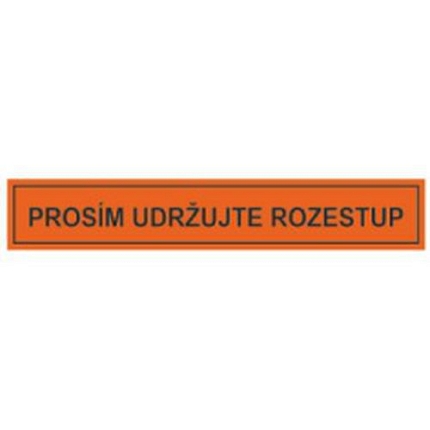 Prosím udržujte rozestup, podlahová páska, 100 x 600 x 0,3 mm, oranžová