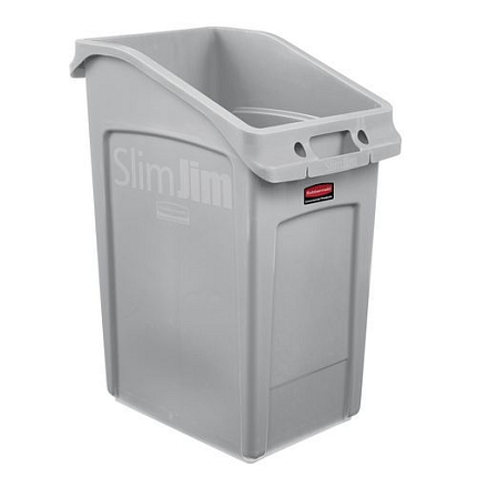 Plastový odpadkový koš Rubbermaid Slim Jim Under Counter na tříděný odpad, objem 87 l, šedý