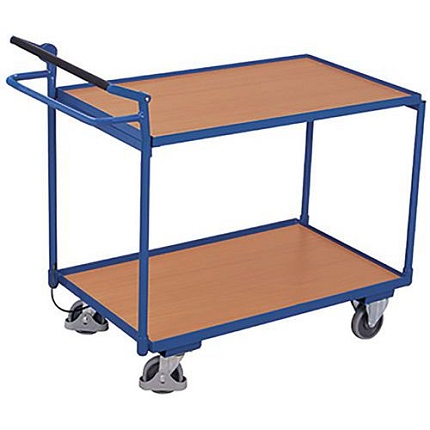 Policový vozík s ruční brzdou, 2 police, do 250 kg, 117,5 x 62,5 x 104,5 cm, modrý