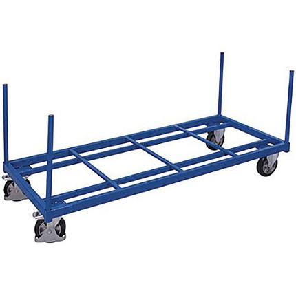 Vozík pro těžké náklady se sloupky, gumová kola, 138 x 88 x 93 cm, modrý