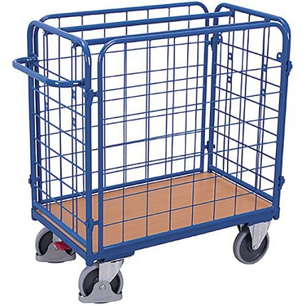 Vozík se 4 mřížovými stěnami, do 400 kg, 104 x 54 x 118 cm, modrý